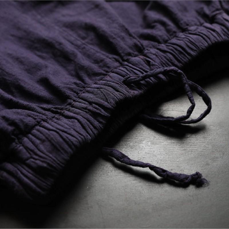 Johnature Women Vintage Bloomers Pants Elastic Waist Blet Solid Color Spring Loose Women Casual Pants