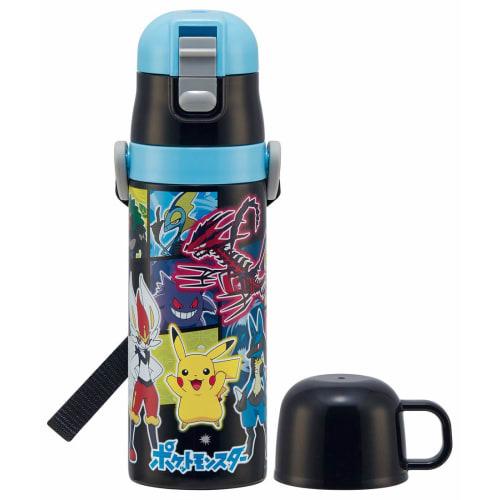 Skater Kids' 2-Way Stainless Steel Water Bottle with Cup, Pok?mon 21, 430ml, SKDC4-A