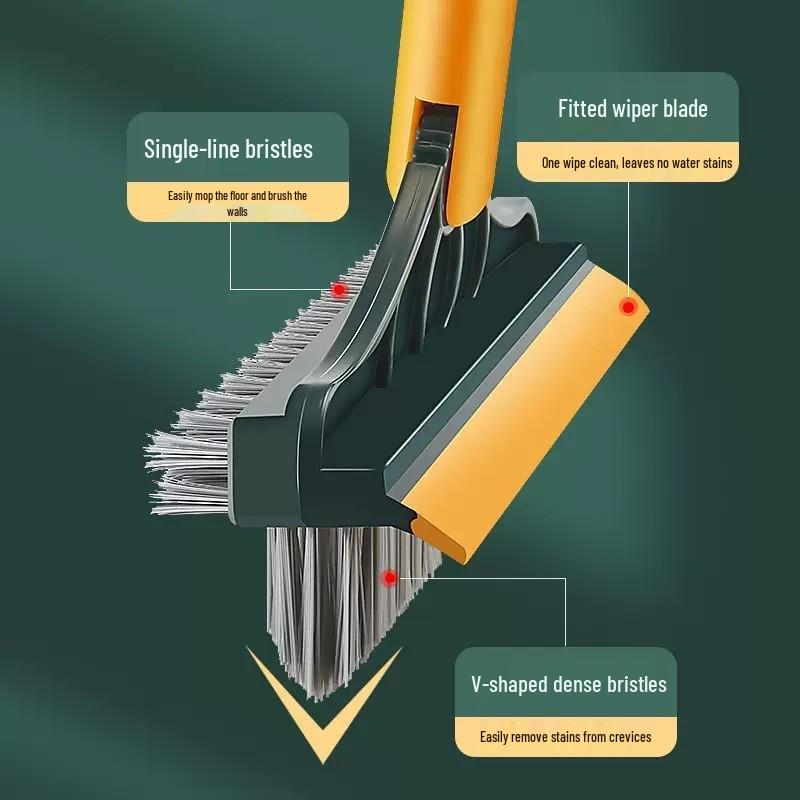 Long-Handled Bathroom Floor Gap Brush with Stiff Bristles for Effective Corner and Seam Cleaning