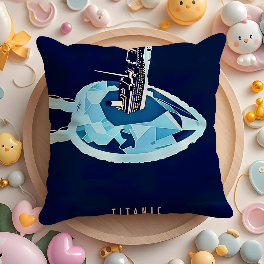 Ocean H-Heart Sapphire Cushion Cover Plush Fabric Soft Double-Sided Printed Sofa Pillow Case Colorfast Home Decor Gift