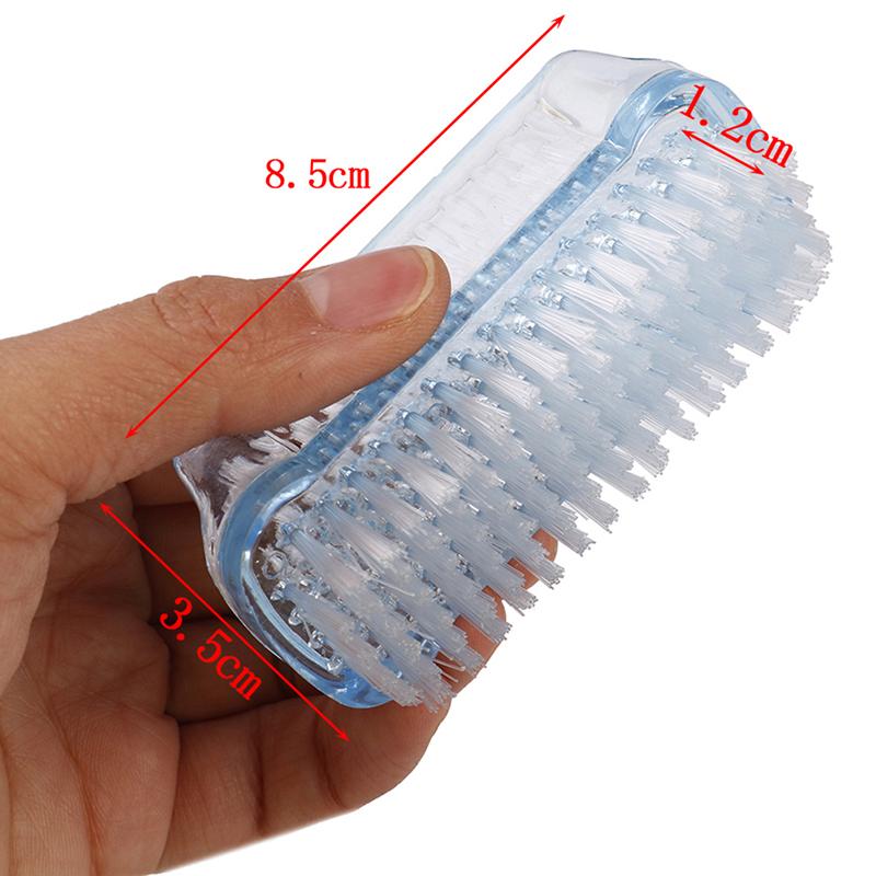 Double Sided Nail Cleaning Brush Clean Scrubber Scrubbing Bristles Manicure Tool