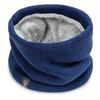 1PC Elegant Solid Color Polyester Scarf - with Velvet Lining - Retractable Knitted Neck - Warm
