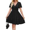 Short Sleeve Boho Dress For Women Casual Loose Fit Summer Sundress Floral Print Dress With Pockets