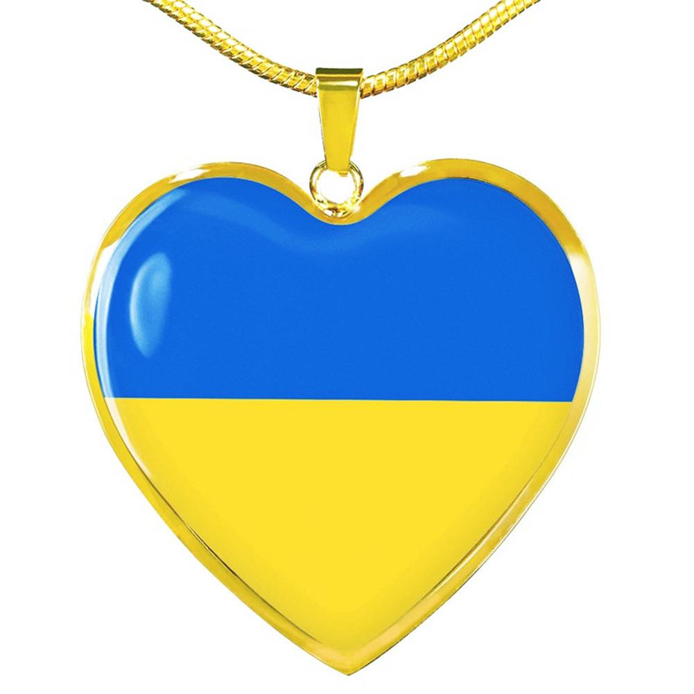 Halsketten mit Herzanhänger mit ukrainischer Flagge – Just for Special You – Halskette mit Herzanhänger, Luxus-Halskette
