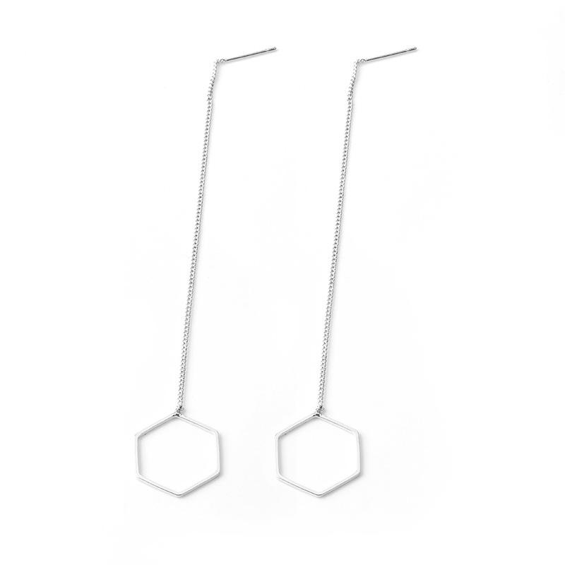 

E227 New Earrings, Fashionable And Simple Geometric Long Earrings, Polygonal Triangular Love Earrings