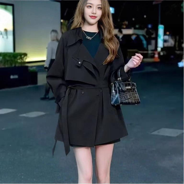 Petite High-End Trench Coat Jacket - 2025 New Spring/Autumn Korean-Style Fashionable Outerwear