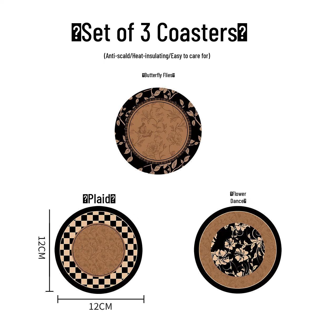 Изоляционная подставка под горячее для семейного обеденного стола в винтажном стиле - Круглая, Впитывающая, Нескользящая, Термозащитная подставка и коврик 12x12 cm (For cups or bowls)
