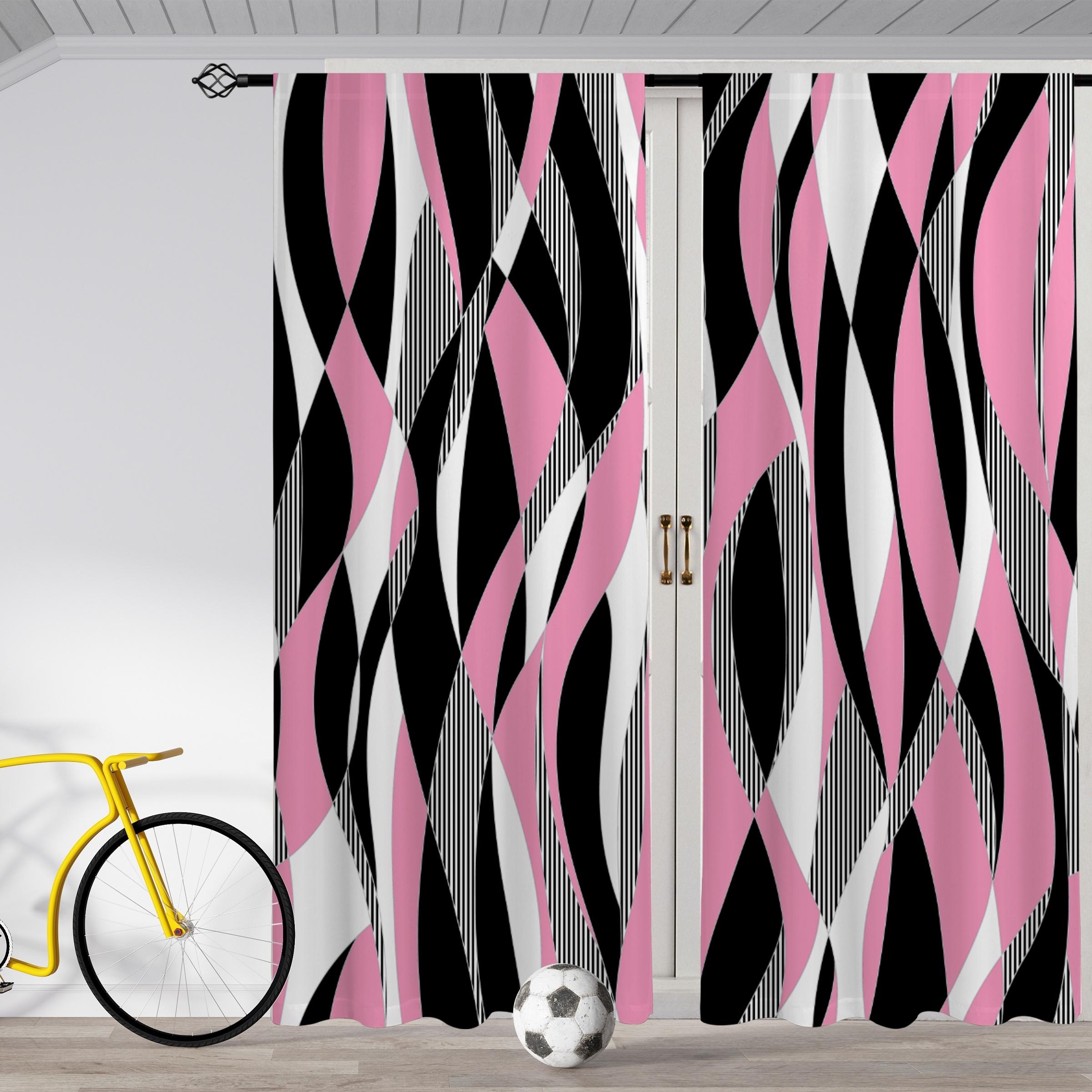 

2 шт. абстрактные художественные полосы, черные, красные, синие, зеленые, фиолетовые линии, напечатанные шторы для спальни, офиса, кухни, гостиной 2x100W240H(CM)&hook