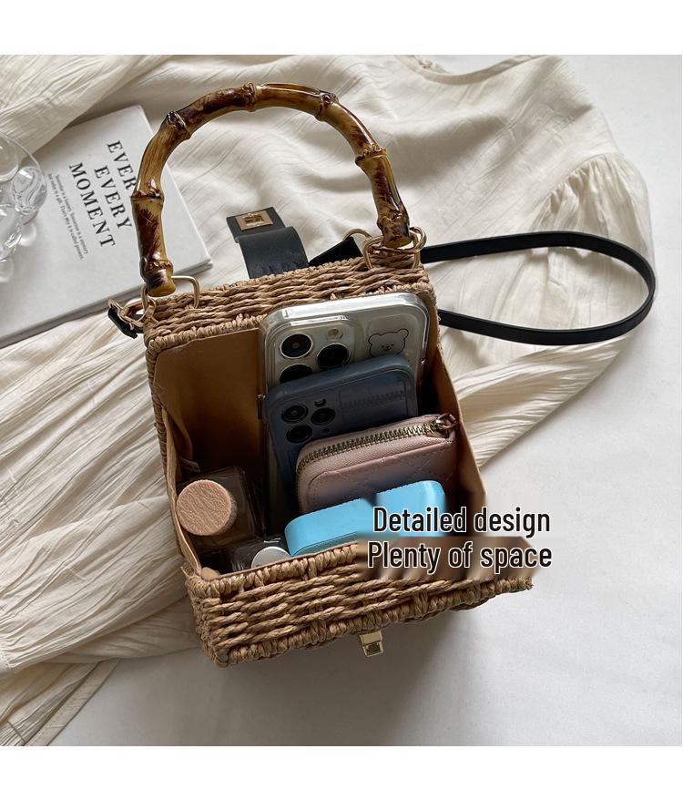 Women's 2024 Spring Retro Rattan Crossbody Bag - Pastoral Mori Girl Style