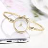 Fashion Women No Scale Round Dial Alloy Wire Band Bangle Quartz Wrist Watch