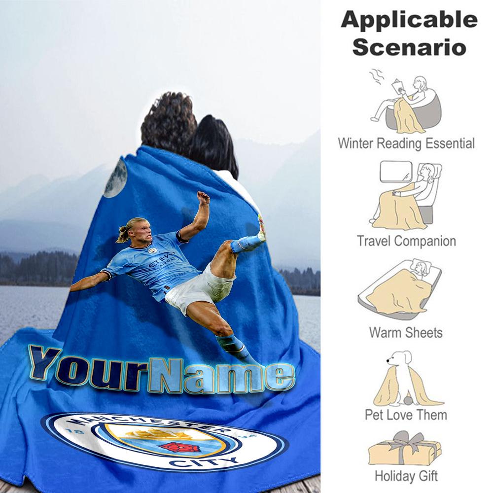 Haaland 3 Customize Your Name Blanket Lightweight Customizable Blanket Ultra-Soft Versatile for Nap Living Room Couch Home Decor