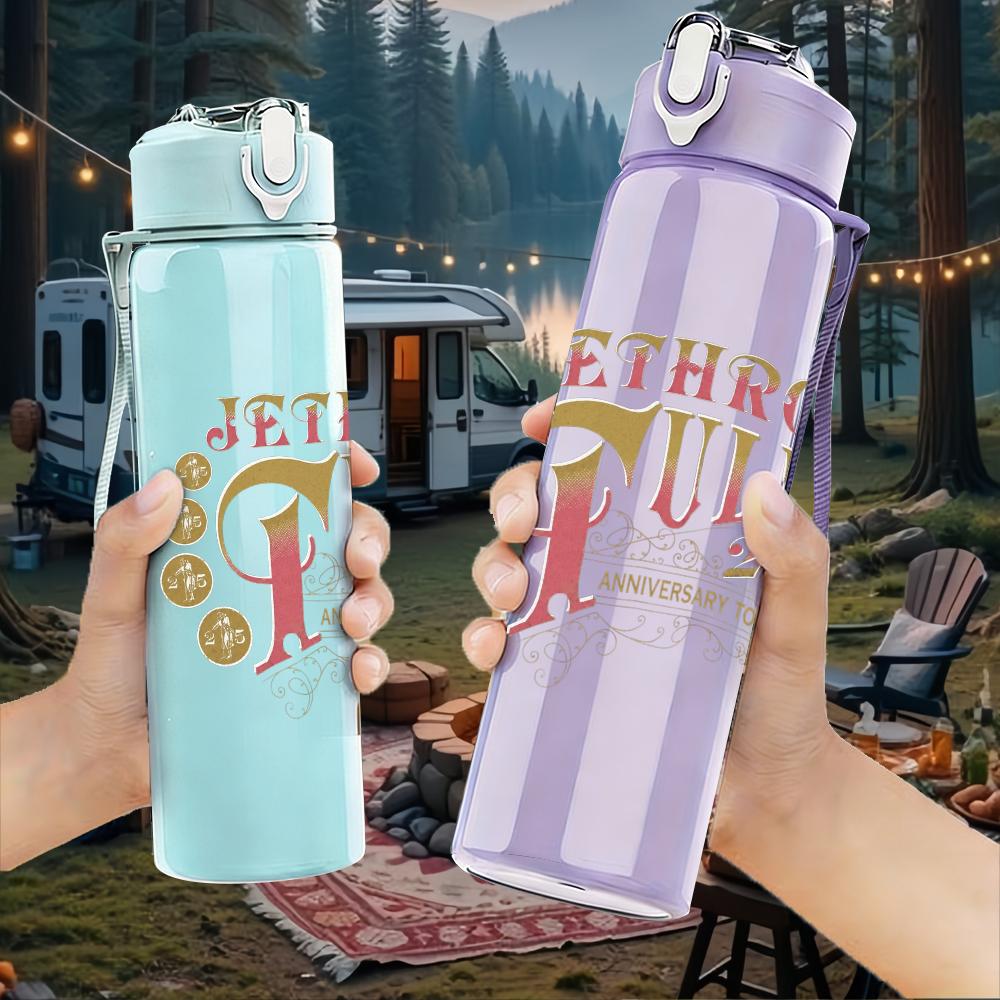 1PC Jethro Tull Retro Band Text Logo Print 750ml Portable Sports Water Bottle Leakproof Gym Outdoor Travel Drink Cup