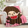 1pc Monchhichi,Cartoon,Character Digital Print Flannel Blanket - Contemporary Style, Suitable for All Seasons, Perfect for Home, Travel, or