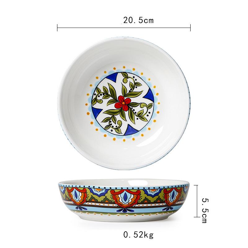 Creative Salad Plates,Soup Plates,Hand-Painted Ceramic tableware,Pasta Bowl Serve Porcelain Dishes Large 8inch