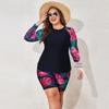 2025 European and American Plus Size Long Sleeve Two-Piece Tankini Swimsuit