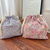 1pcs Forest Style Handmade Floral Cotton Drawstring Bag Vintage Storage Pouch for Underwear Travel Organizer Pouch