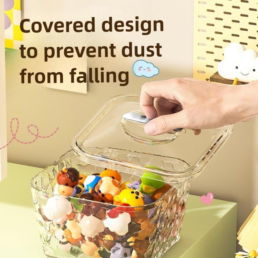 Transparent Desktop Storage Box with Lid Jewelry Organizer Box New Hair Jewelry Case Hair Rope