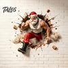 Festive Home Decorations Muscle Santa Claus Break Through Wall Christmas Decal, 3D Cracked Brick Creative Ornaments Self‑Adhesive Sticker,