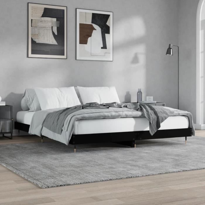 VidaXL Bed Frame Black 200x200 Cm Engineered Wood 832110