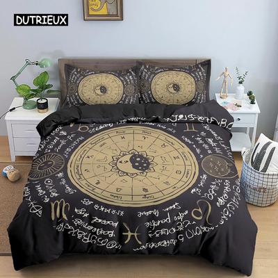 Constelación Rey Reina Funda Nórdica Juego de Cama Astrológico para Niños Adolescentes Adultos Psicodélico Tarot Astrología Funda de Edredón Suave