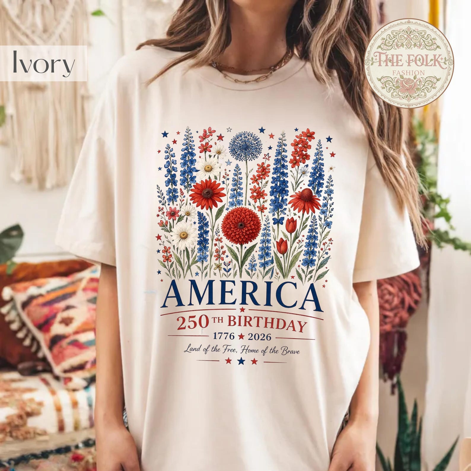 America 250th Birthday Shirt, USA 1776-2026 T-Shirt, Patriotic Wildflower Tee, Semiquincentennial Gift,Vintage July 4th Independence Day Top 4XL
