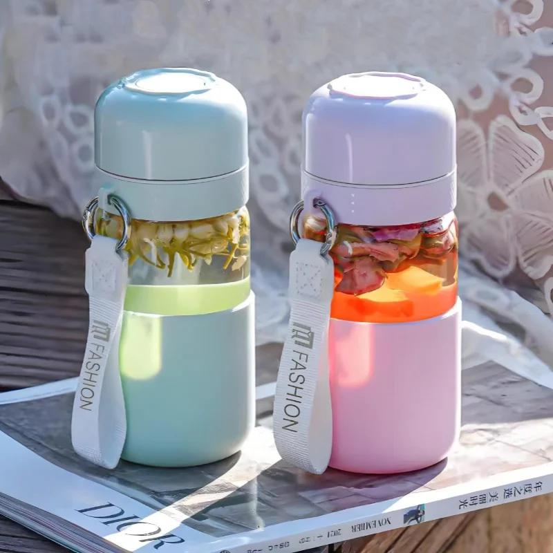 360ML Glass Water Bottle Heat-resisting Leak-proof Portable Household Water Cup Office Milk Tea Coffee Cup Gift Water Mug