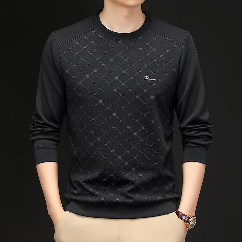

Spring and Autumn Men s Sweater High-end Crew Neck Pullover Casual Versatile Long Sleeve Sweater 4XL