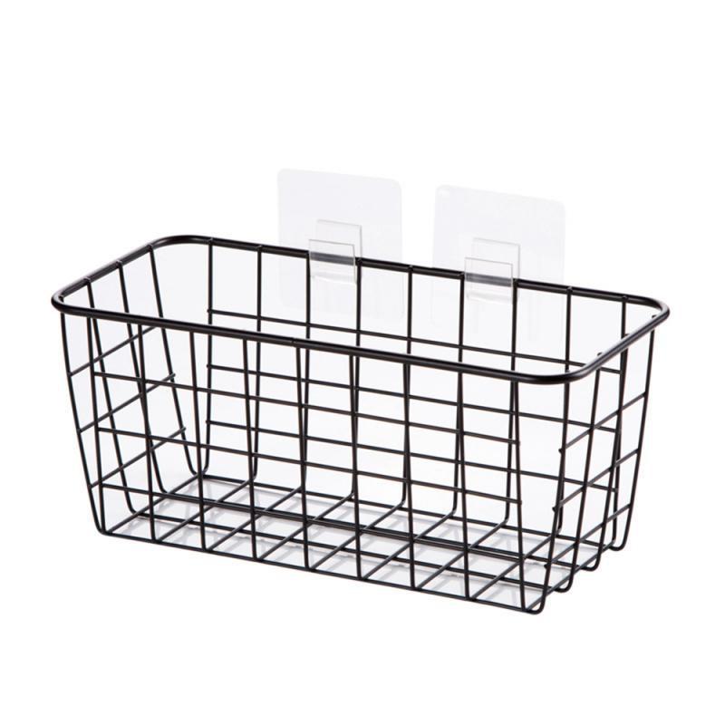 1 Pcs Wrought Iron Kitchen Seasoning Storage Basket Storage Basket Bathroom Rectangular Storage Box Wall Hanging Rack Storage