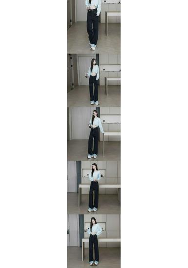 Plus Size Butterfly Plaid Embroidered High Waist Wide Leg Jeans for Women