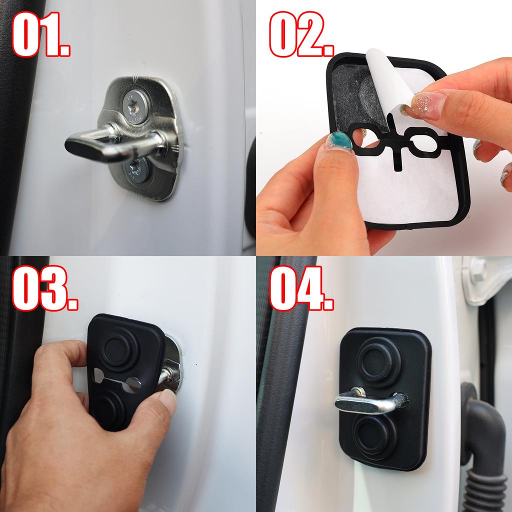 Black Silicone Car Door Lock Cover Damper Buffer Pad Auto Latch Shock Absorber Gasket Anti Noise Protection Sticker Styling Part