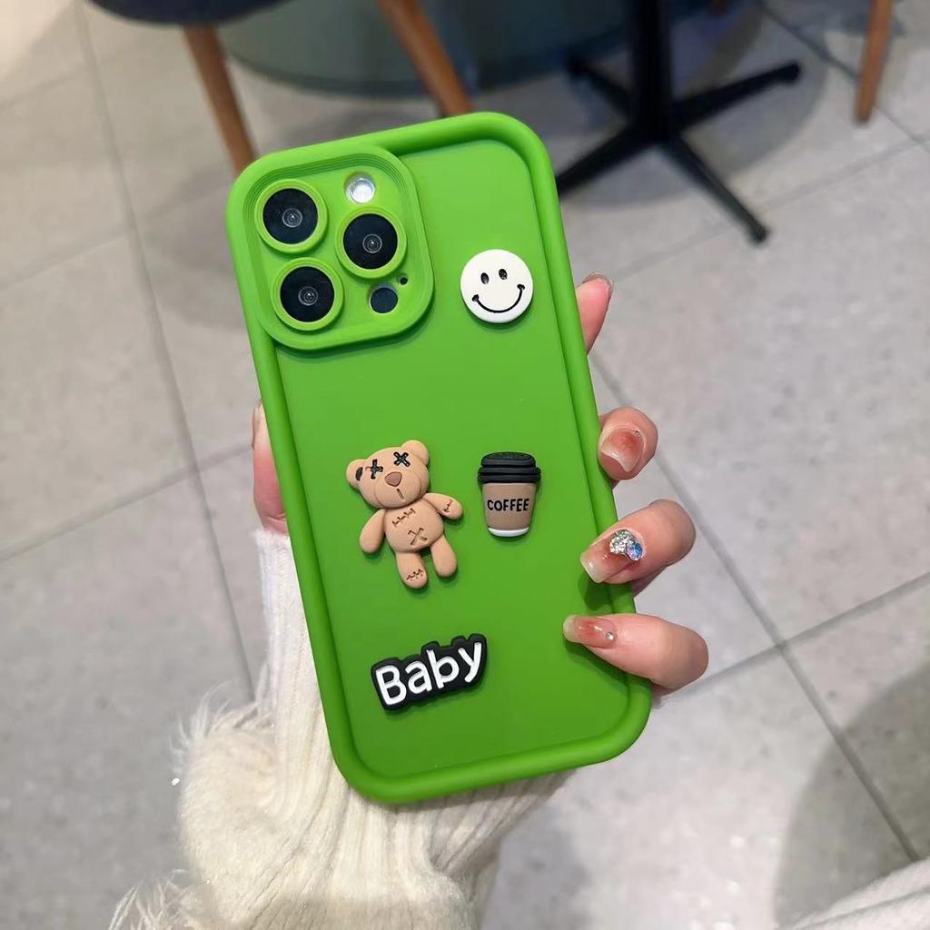 Tide Brand Is Suitable for Samsung A35 Mobile Phone Case S24Plus Smiley Face Letter Bear A56 A16 Three-dimensional Cartoon