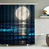 Full Moon Over Ocean Design Waterproof Shower Curtain Heat Resistant Machine Washable Non-Transparent 180x180cm