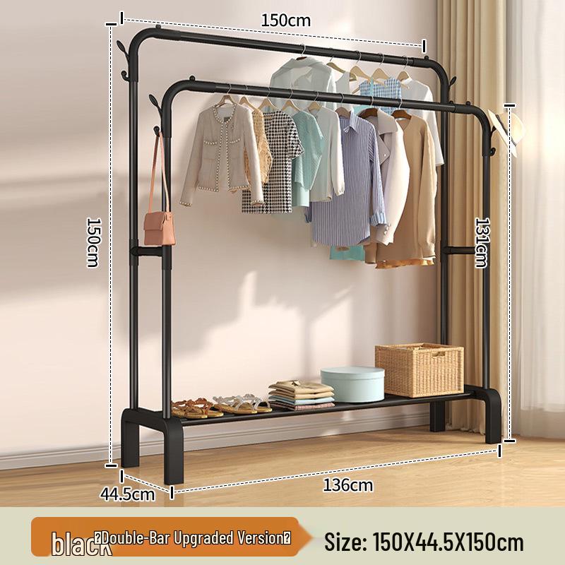 Floor-Standing Indoor Clothes Drying Rack and Coat/Hat Rack for Bedrooms and Dorms.