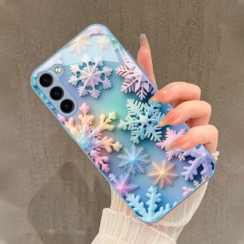 Attractive Colorful Snowflakes Exquisite PhoneCase for Samsung Galaxy S26 S25 S24 S23 S22 S21 FE Ultra Plus women Built-in glass