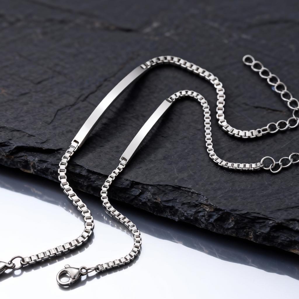 Simple Custom Thin Chin Bracelet for Men Women Couple,Stainless Steel Lover Wristband,Valentine's Day Anniversary Gifts