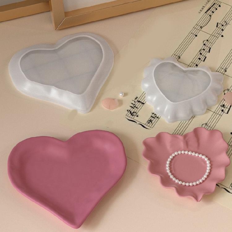 Artistic Heart Tray Silicone Mold Flexible Design For Epoxy Resin Concrete Cement Craft Creations