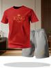 Herren Sommer Freizeit Sportbekleidung Rundhals Kurzarm T-Shirt Shorts 2-teiliges Set Herren Kurzarm T-Shirt und Shorts Set