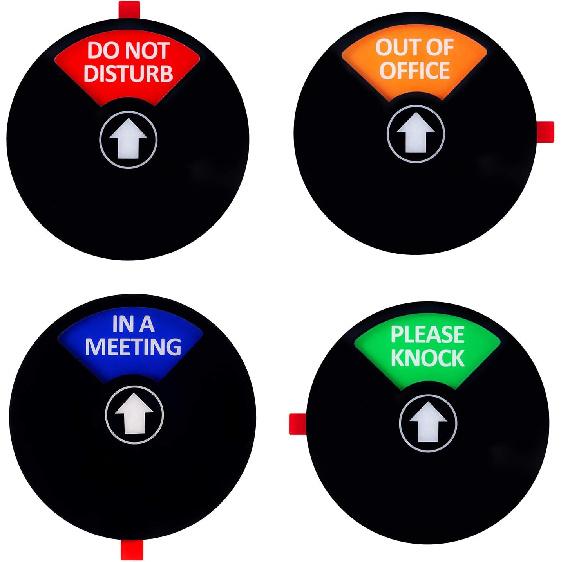 Kichwit Privacy Sign for Office Door, Do Not Disturb, Out of Office, Please Knock, In a Meeting, Conference Sign for Offices, 5 Inch, Black