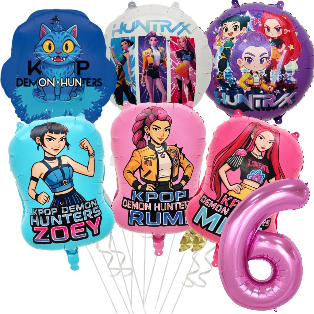 Balon Kpop Łowca Demonów Topper na Tort Dekoracja Urodzinowa k-pop Łowcy Demonów Naklejka Breloki Urodzinowe Upominki na Imprezę dla Dzieci