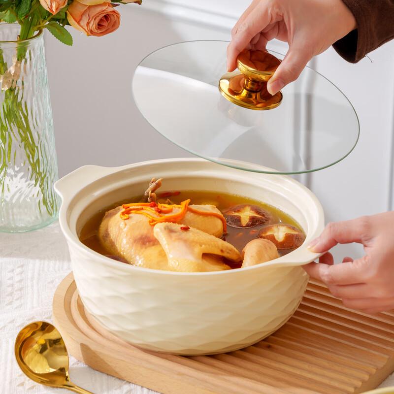 Cuenco de sopa de cerámica Muju de doble asa con tapa