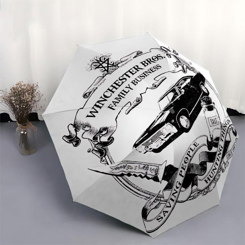1pc Supernatural Automatic Opening/Closing Umbrella with Convenient Three-Fold Design, 8 Iron Ribs - for Outdoor Daily Use, Travel A24