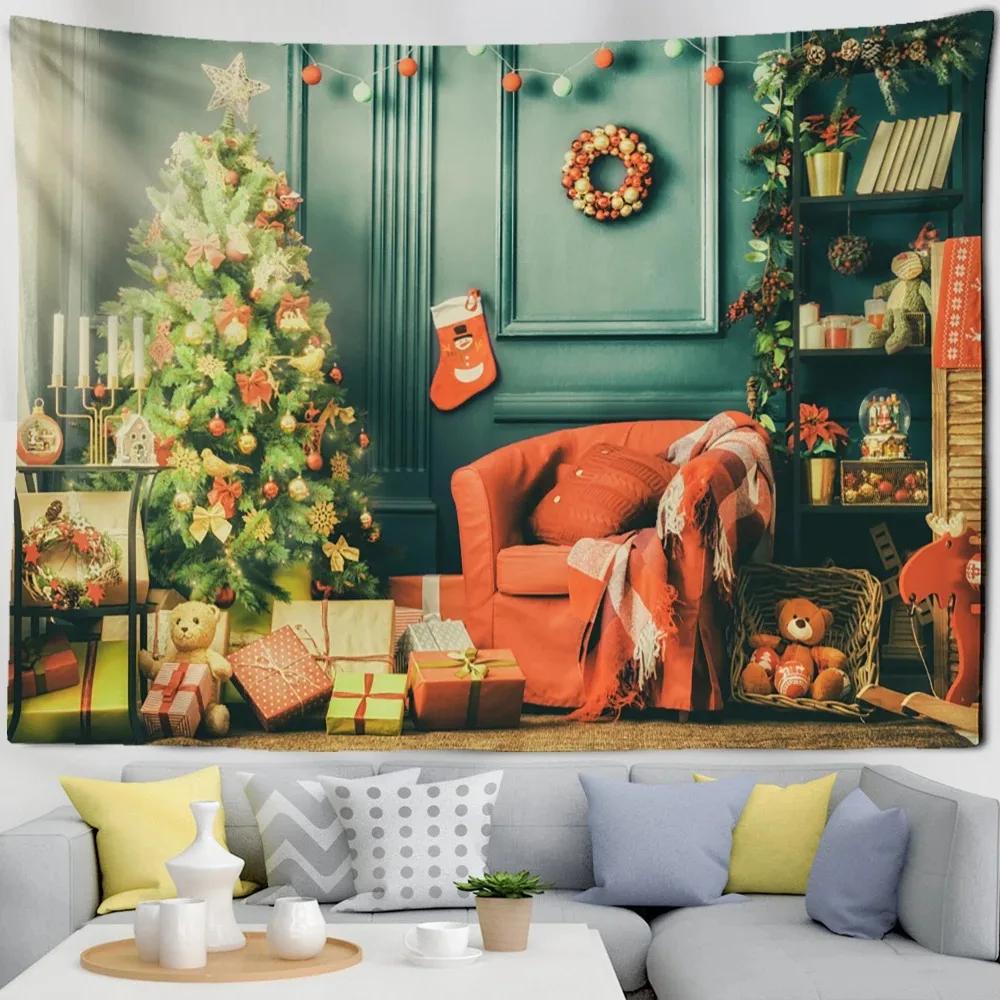 

Christmas Themed Cat Pattern Tapestry Bedroom Living Room Home Wall Decoration 100x75cm