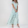 Robes d'été décontractées à manches courtes pour femme - Robes longues à fleurs mignonnes - Robes d'invitées de mariage - Robes fluides en mousseline de soie