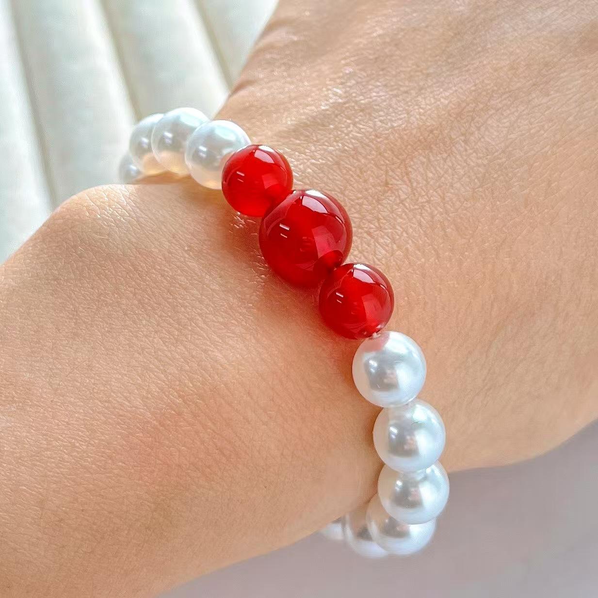 Retro High Quality Artificial Crystal Pearl Natural Chalcedony Agate Bracelet Bracelet