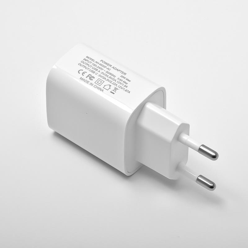 PD20W EU Charger Head for Apple, Huawei, Xiaomi - Ultra-Fast PD/QC Mobile Phone Flash Charger