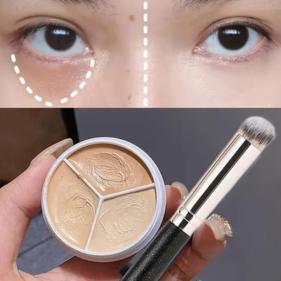 3in1 Concealer Cream Brush Set Dark Circles Blemish Coverage Even Skin Tone All Skin Types