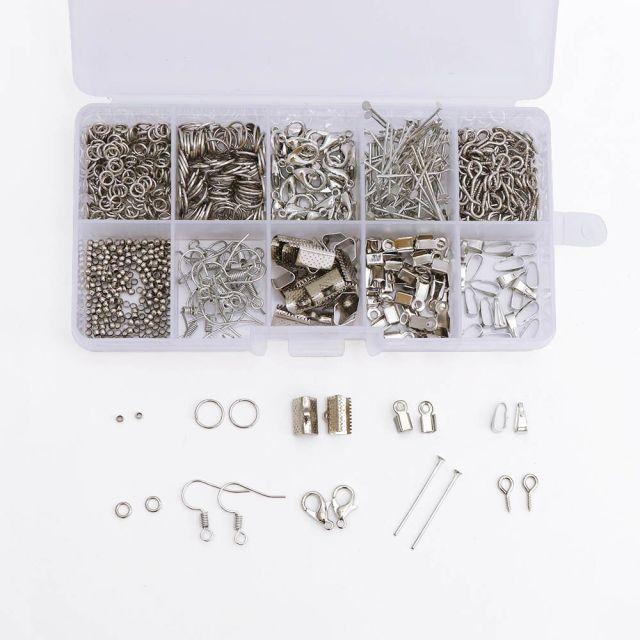 1Box Jewelry Making Kit Lobster Clasp Open Jump Rings End Crimps Beads Box Sets Handmade DIY Bracelet Necklace Findings Supplies