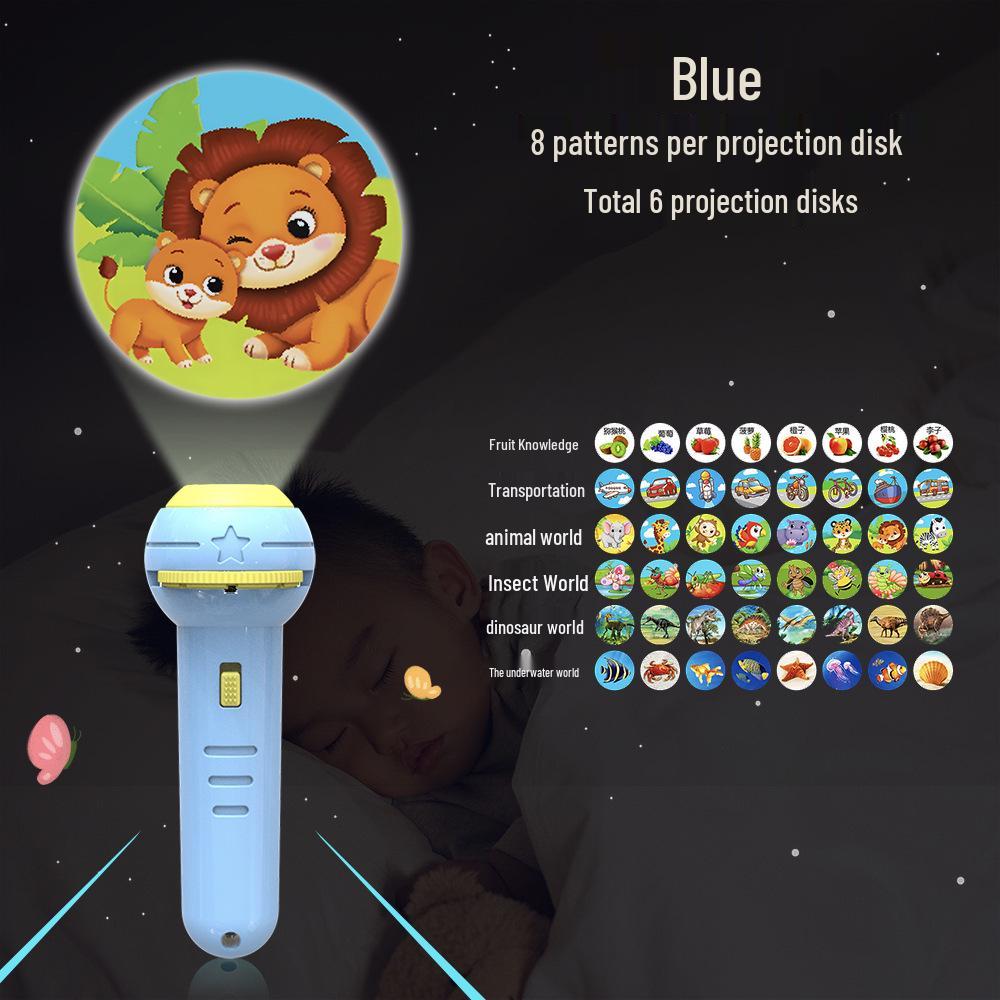 Children's Animal Projector Flashlight - Early Education Luminous Toy for Baby Picture Recognition and Cartoon Projection Gifts