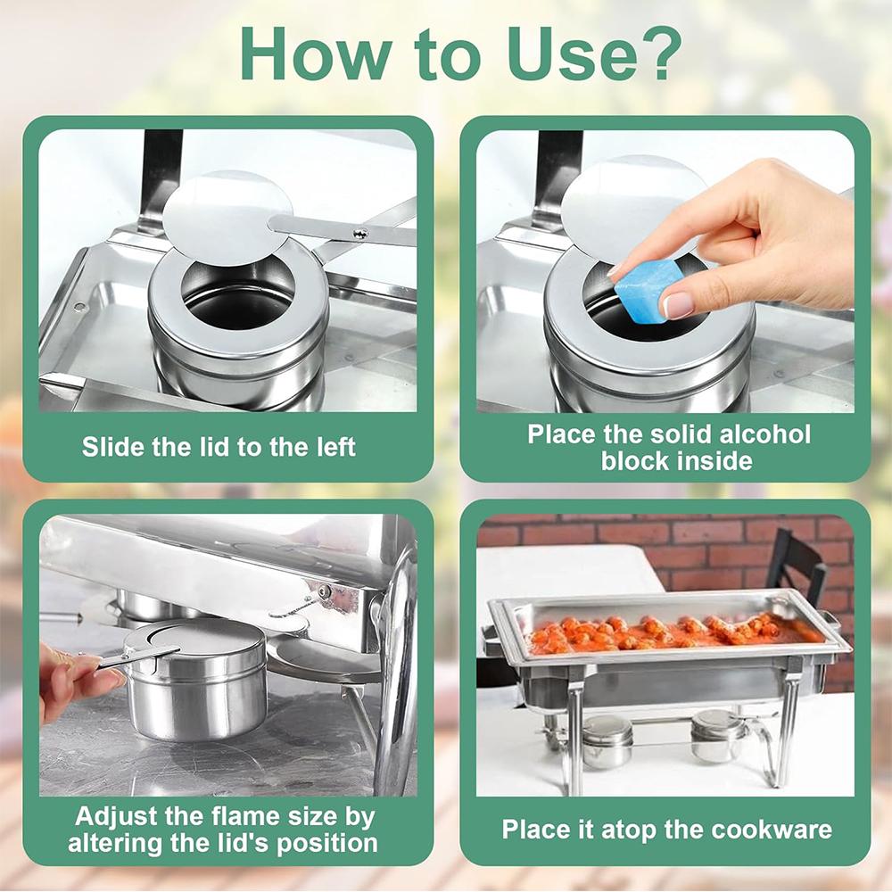 4Pcs Stainless Steel Fuel Paste Containers For Buffet, Hot Pot, Camping