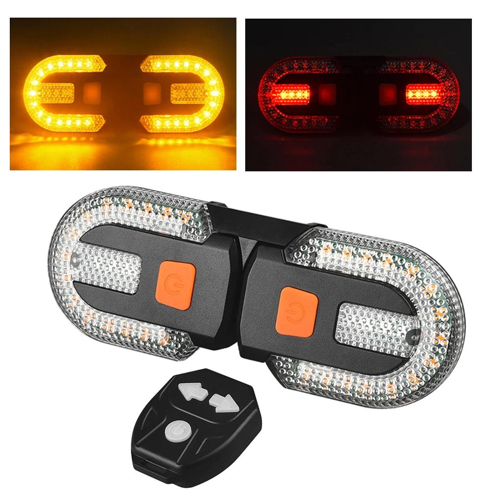 Bicycle Turn Signal Lights Wireless Remote Control Bike Rear Lights USB Rechargeable Warning Cycling Lights Bike Accessories